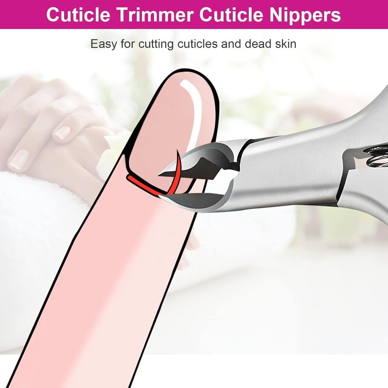 CGBE Cuticle Clipper Professional Cuticle Trimmer Remover Tools, Non-slip Silicone Handle Stainless Steel Alicates Para Manicura Profesional for Dry Skin (Rose) - Image 5